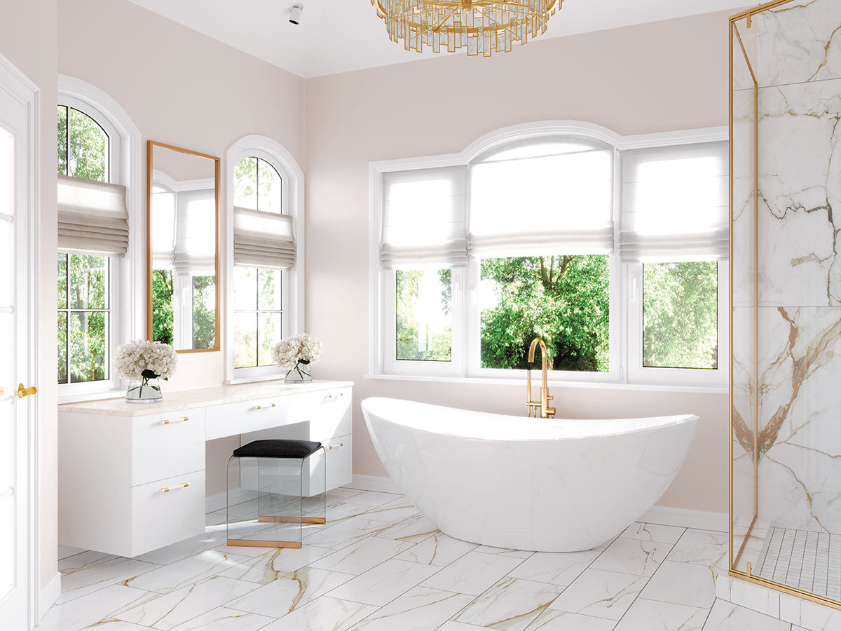 MSI Regallo Calacatta Marbella 2 x 2 Matte Porcelain mosaic (NREGCALMAR2X2) – MSI room scene