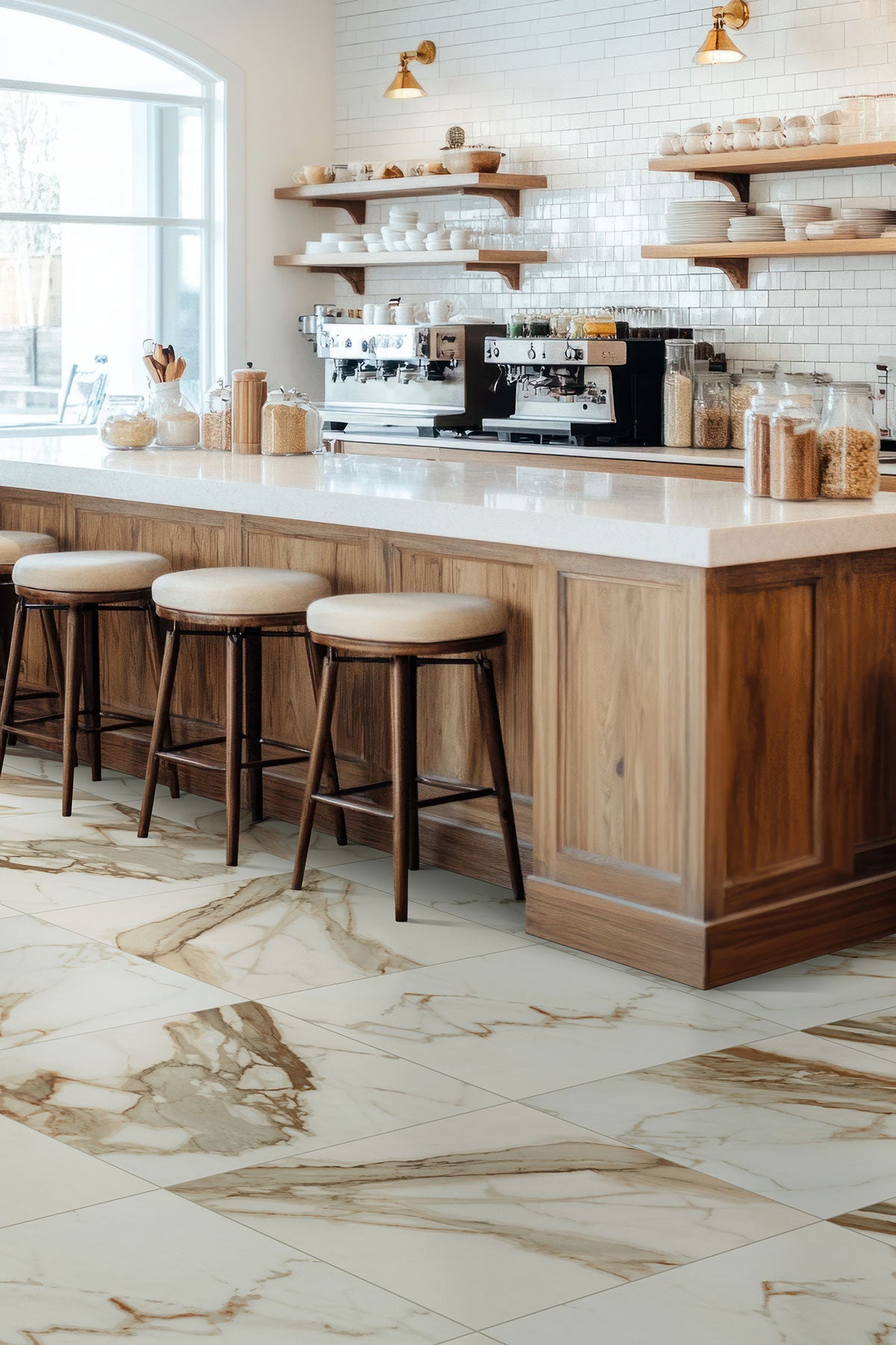 MSI Regallo Calacatta Marbella 2 x 2 Matte Porcelain mosaic (NREGCALMAR2X2) – MSI room scene