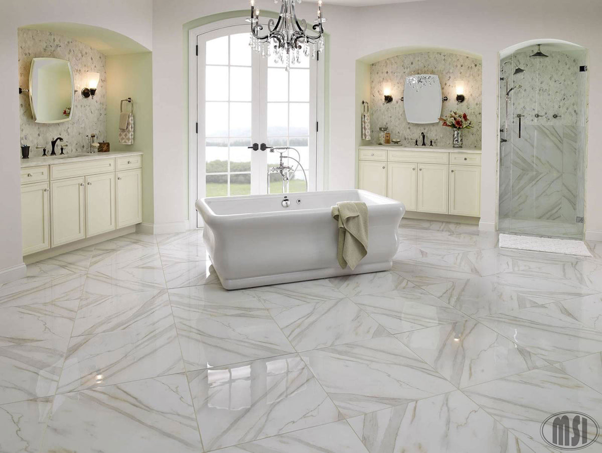 MSI Pietra Calacatta 2 x 4 Polished Porcelain mosaic (NPIECAL2X4P-N) – MSI room scene