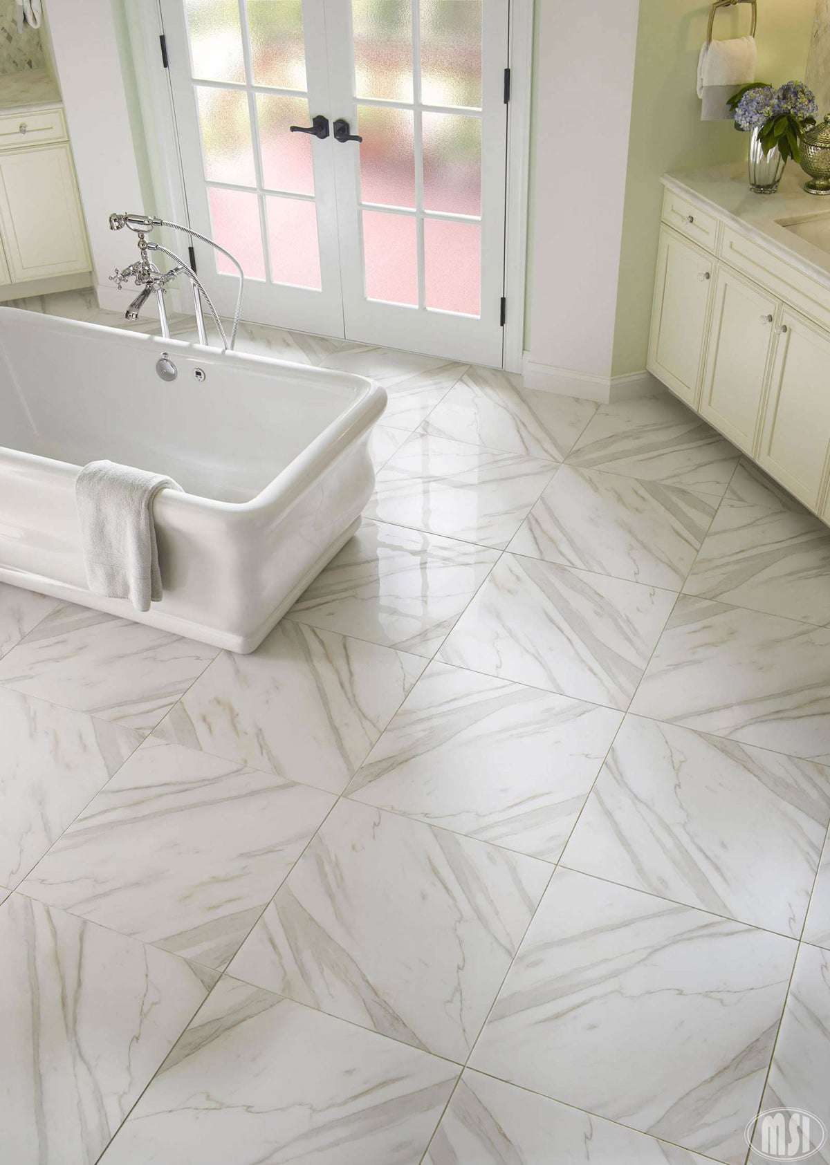 MSI Pietra Calacatta 2 x 4 Polished Porcelain mosaic (NPIECAL2X4P-N) – MSI room scene