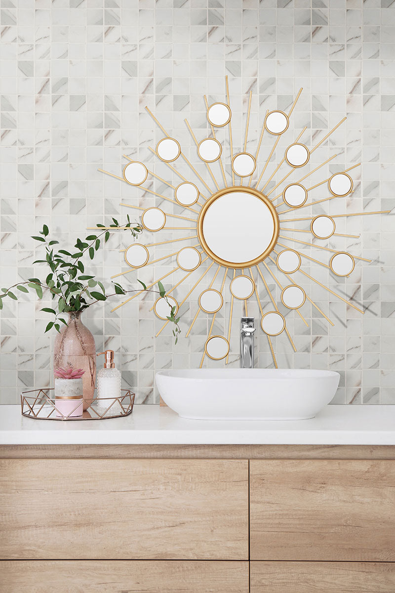 MSI Pietra Calacatta 2 x 2 Polished Porcelain mosaic (NPIECAL2X2P-N) – MSI room scene