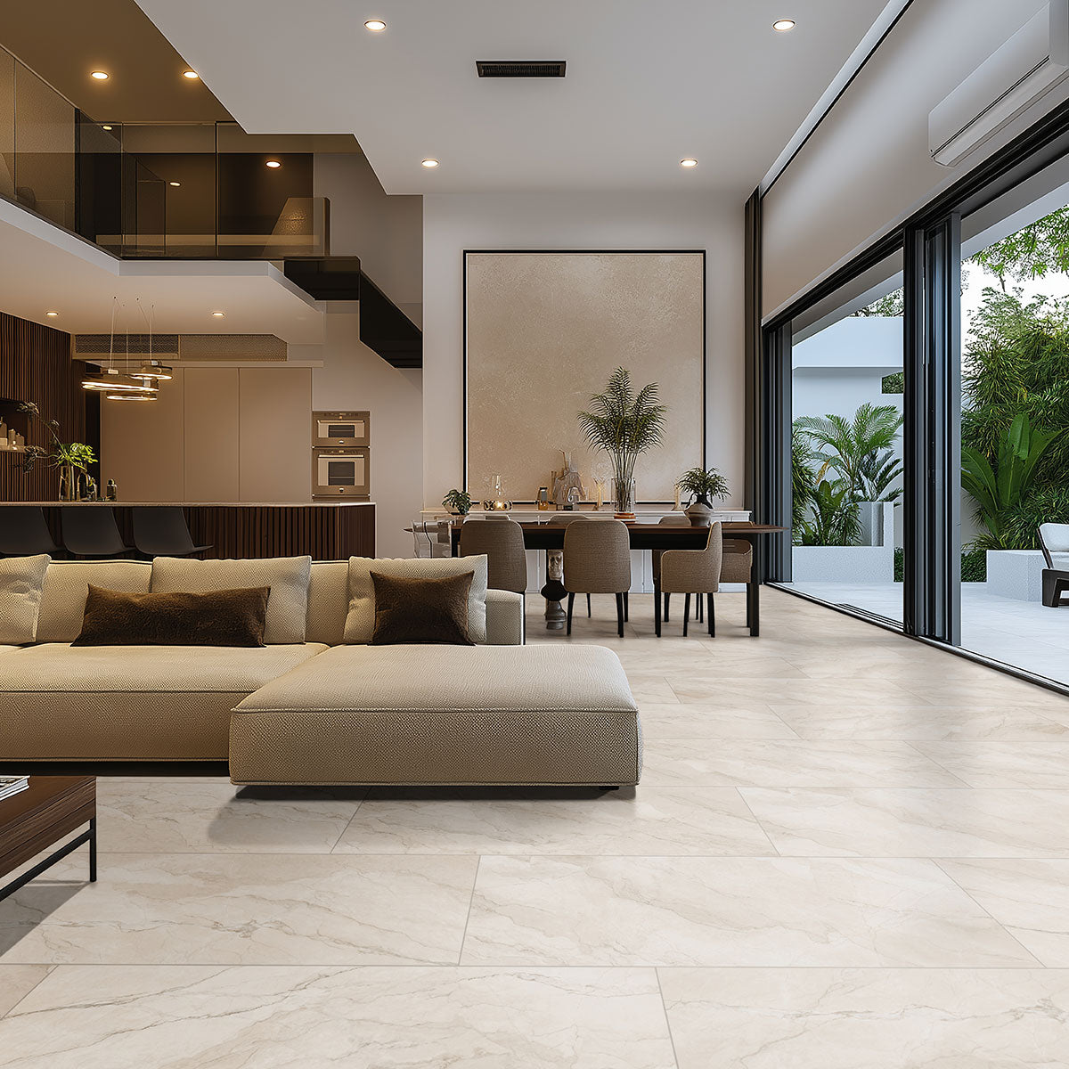 MSI Camuflage 24 x 48 Matte Porcelain tile (NWGCAM2448-7MM) – MSI room scene (living room)
