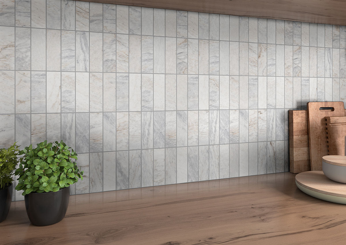MSI Capri Blue 2 x 6 Honed Marble mosaic (SMOT-CAPBLU-2X6H) – MSI room scene