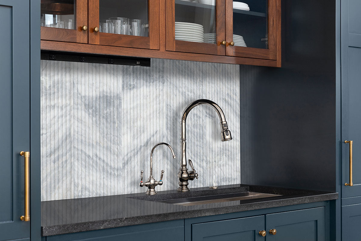 MSI Capri Blue Valentino Fluto 12 x 24 Honed Marble tile (TCAPBLU1224VF) – MSI room scene (kitchen)