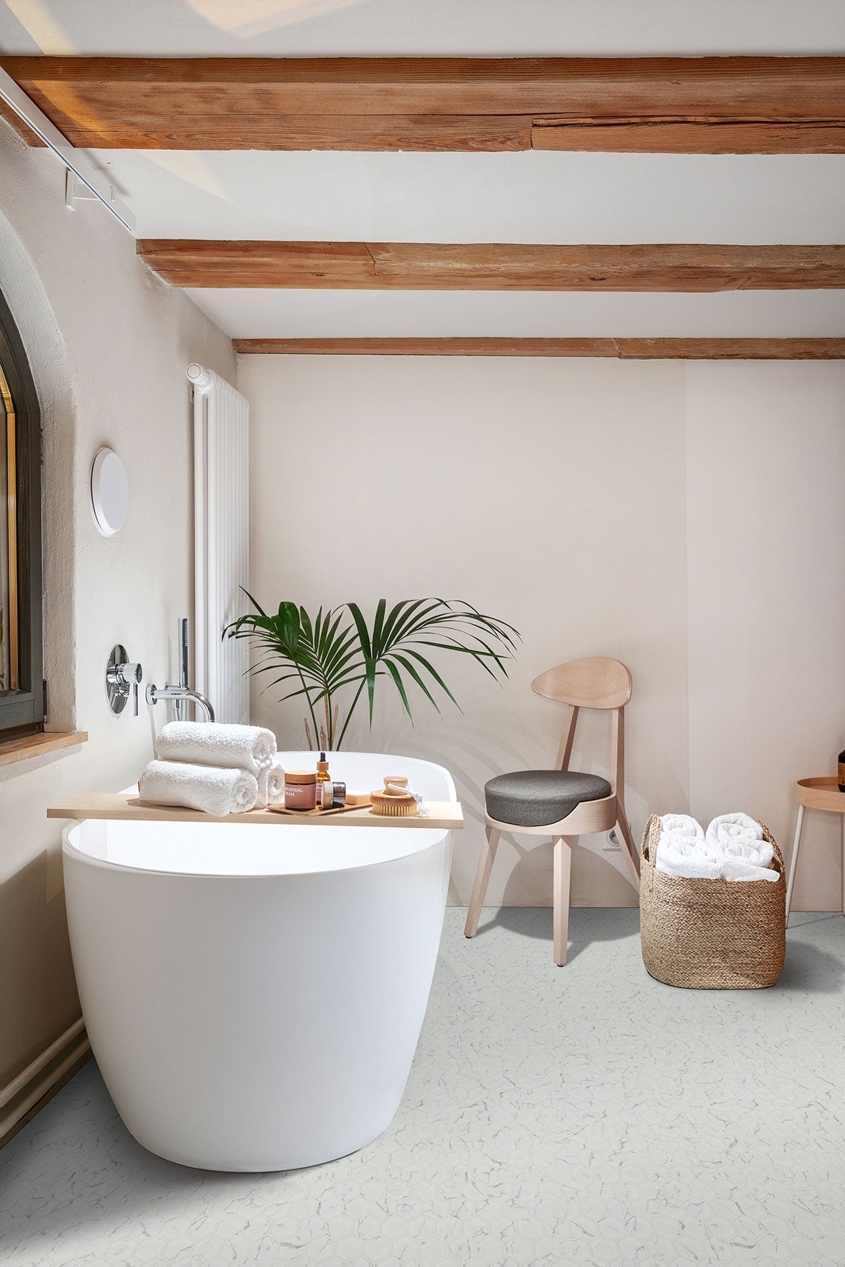 MSI Carrara 2" Hexagon Matte Porcelain mosaic (SMOT-PT-CAR-2HEXM) – MSI room scene (bathroom)
