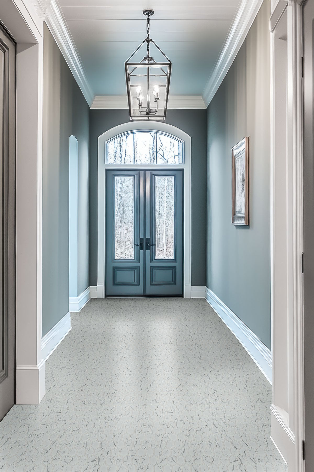 MSI Carrara 2" Hexagon Matte Porcelain mosaic (SMOT-PT-CAR-2HEXM) – MSI room scene (entryway)