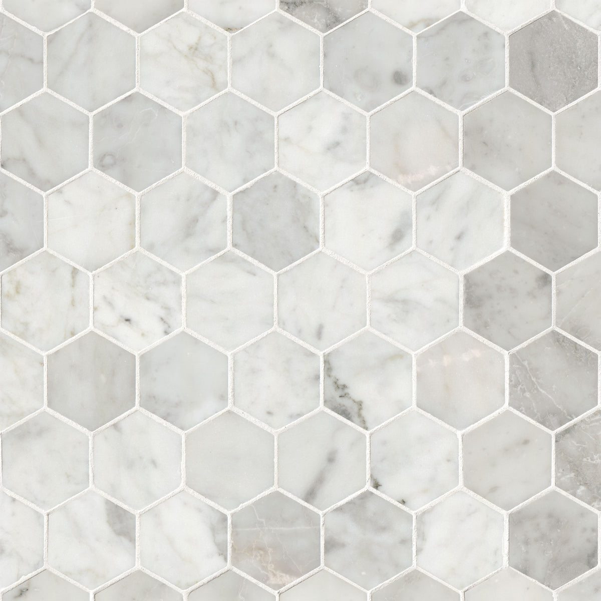 MSI Carrara White 2" Hexagon Honed Marble mosaic (SMOT-CAR-2HEXH) – MSI product image