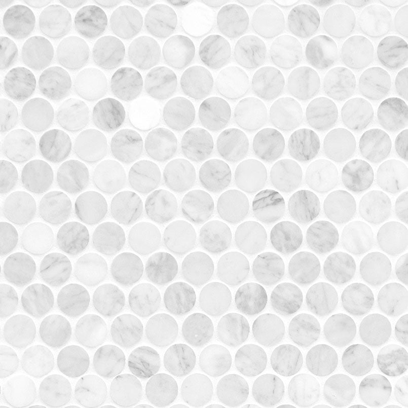 MSI Carrara White Round Pattern Honed Marble mosaic (SMOT-CAR-ROUH) – MSI product image