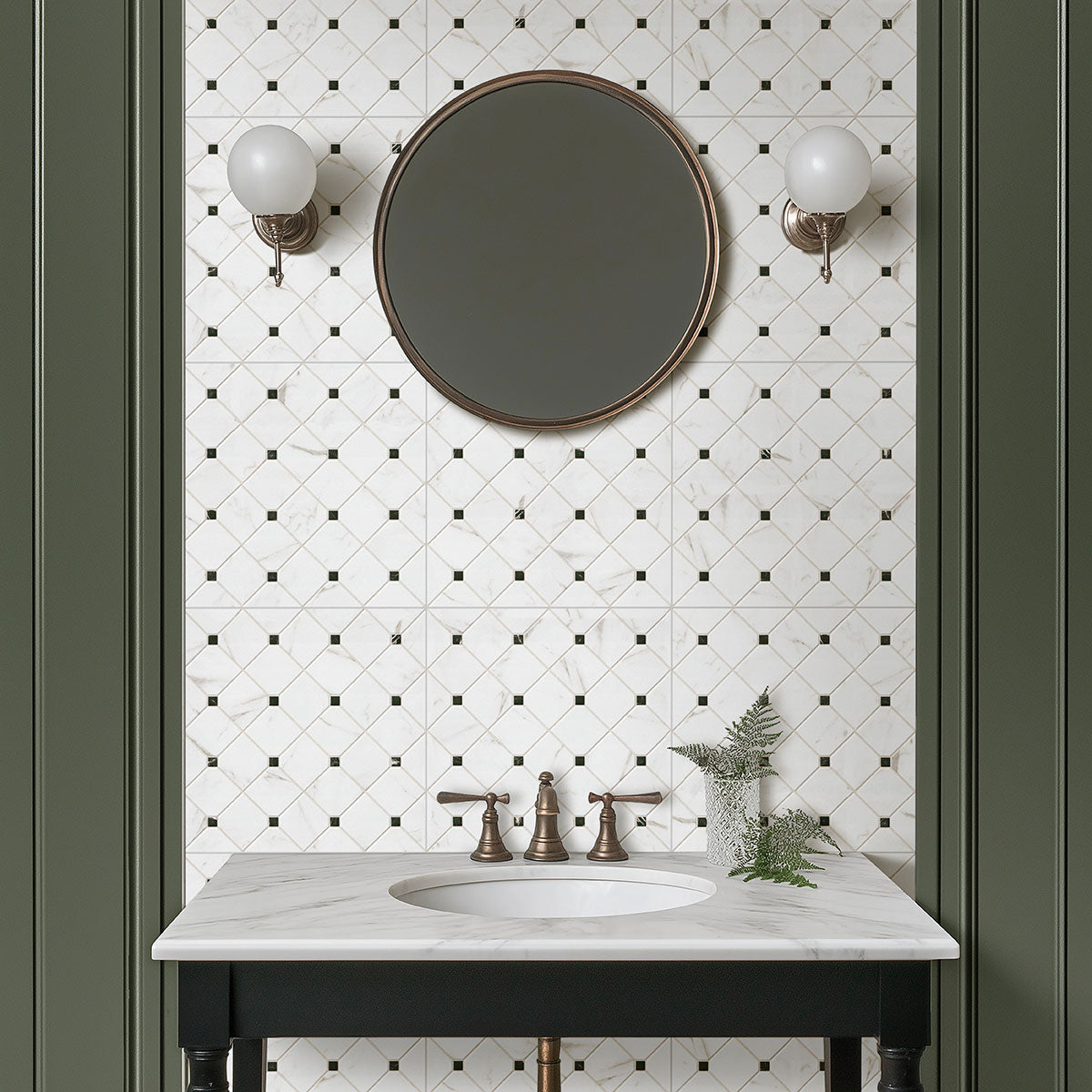 MSI Casa Bianchi 17 x 17 Matte Porcelain tile (NWGCASBIA1717) – MSI room scene (bathroom)
