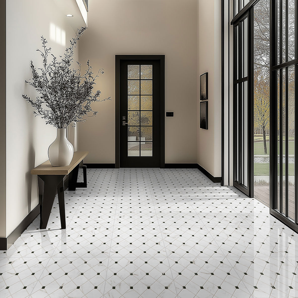 MSI Casa Bianchi 17 x 17 Matte Porcelain tile (NWGCASBIA1717) – MSI room scene (entryway)