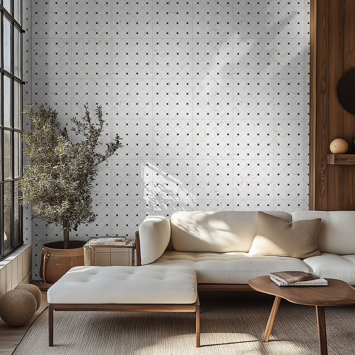 MSI Casa Bianchi 17 x 17 Matte Porcelain tile (NWGCASBIA1717) – MSI room scene (living room)