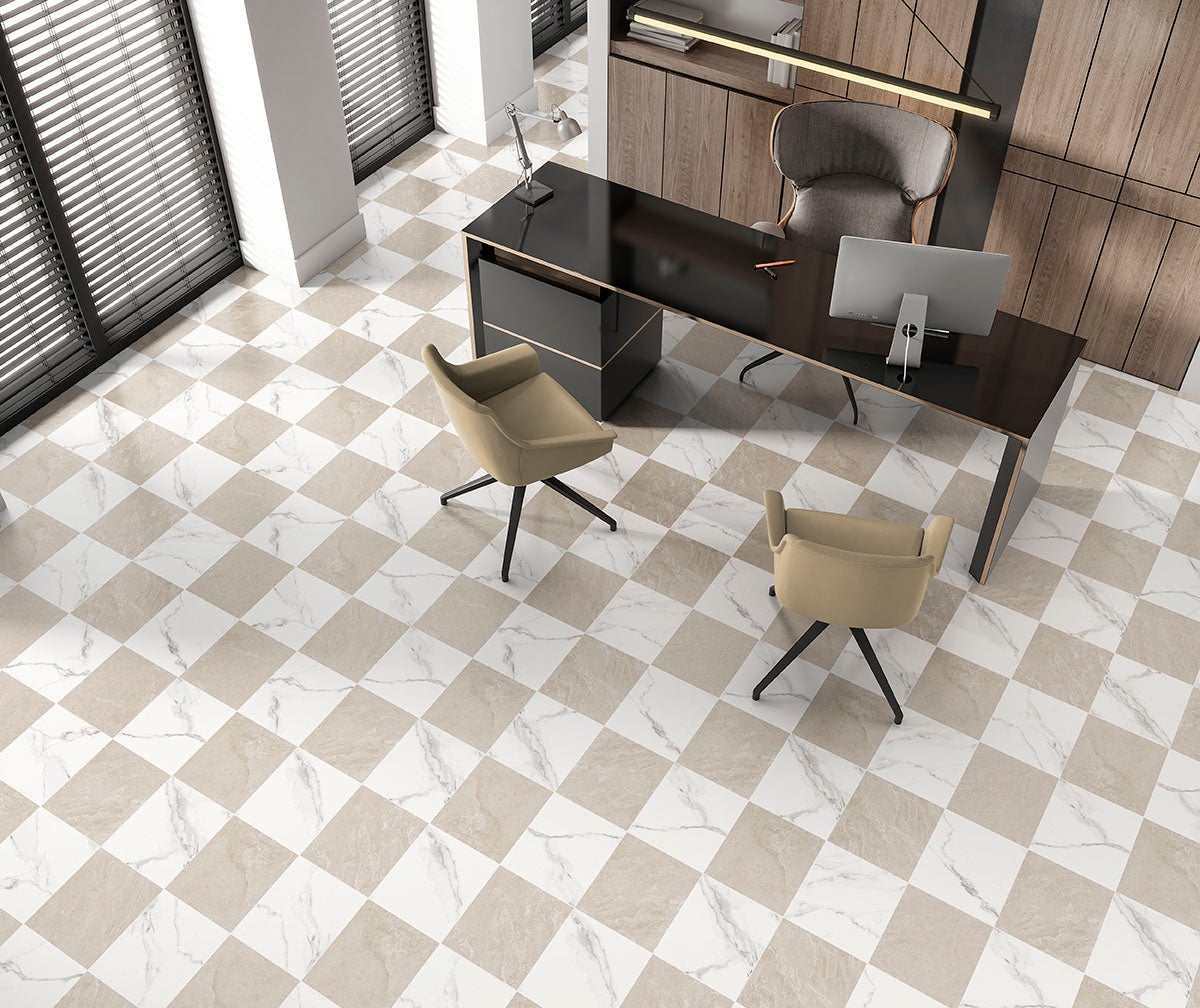 MSI Calacatta Crema Checkered 24 x 24 Matte Porcelain tile (NCALCRECHE2424) – MSI room scene