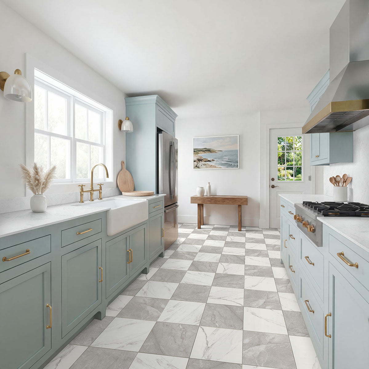 MSI Calacatta Grigio Checkered 24 x 24 Matte Porcelain tile (NCALGRICHE2424) – MSI room scene (bathroom)