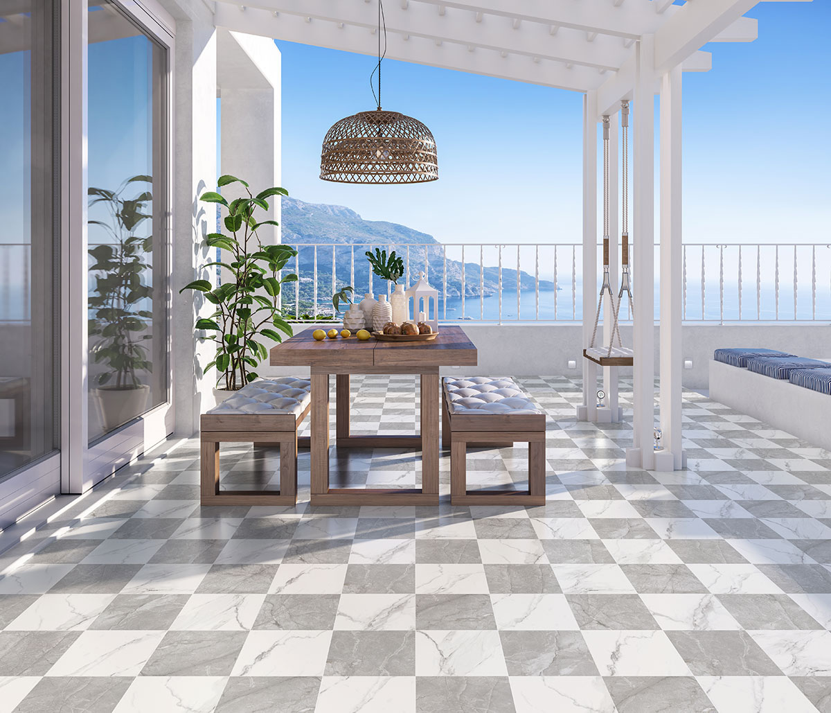 MSI Calacatta Grigio Checkered 24 x 24 Matte Porcelain tile (NCALGRICHE2424) – MSI room scene