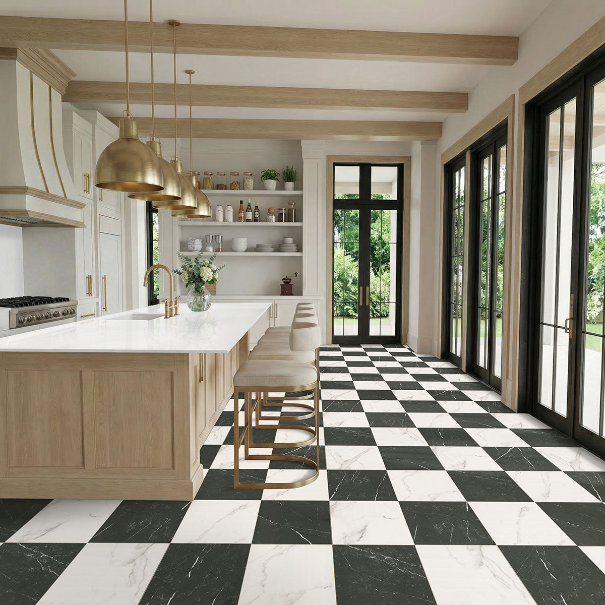 MSI Calacatta Marquina Checkered 24 x 24 Matte Porcelain tile (NCALMARCHE2424) – MSI room scene (kitchen)