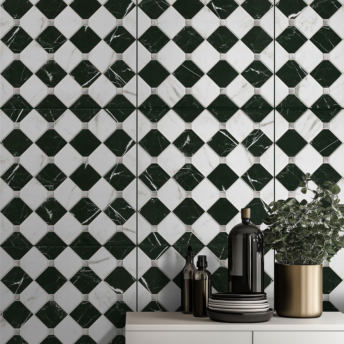 MSI Casa Tuxedo 17 x 17 Matte Porcelain tile (NWGCASTUX1717) – MSI room scene (kitchen)