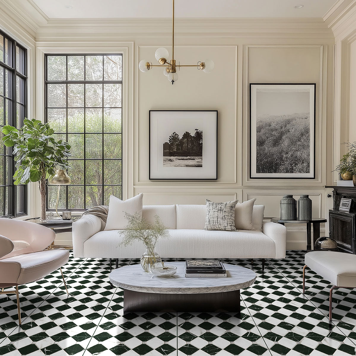 MSI Casa Tuxedo 17 x 17 Matte Porcelain tile (NWGCASTUX1717) – MSI room scene (living room)