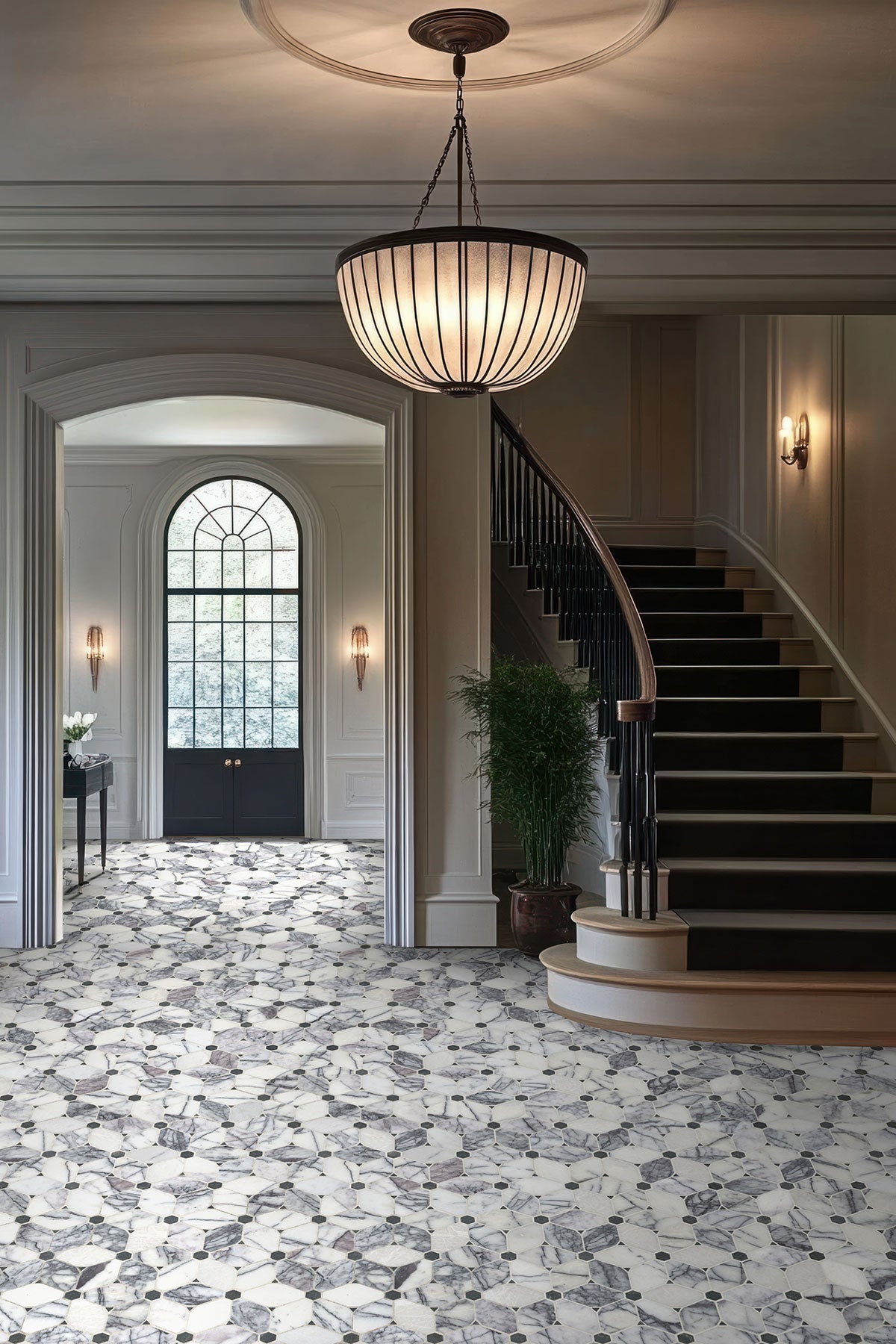 MSI Cecily Lilac Polished Marble mosaic (SMOT-CECLIL-POL10MM) – MSI room scene (entryway)