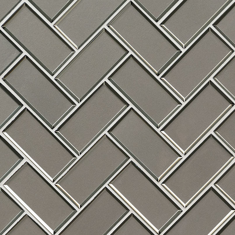 MSI Champagne Bevel Herringbone 2 x 4 Glossy Glass mosaic (SMOT-GLS-CHBEHB8MM) – MSI product image