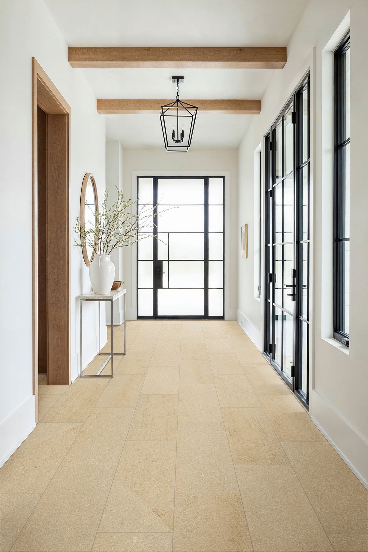 MSI Chateau Luna Sable 2 x 2 Lappato Porcelain mosaic (NCHALUNSAB2X2L-3D) – MSI room scene (entryway)