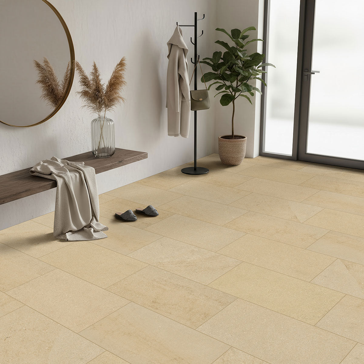 MSI Chateau Luna Sable 12 x 24 Lappato Porcelain tile (NCHALUNSAB1224L-3D) – MSI room scene (entryway)