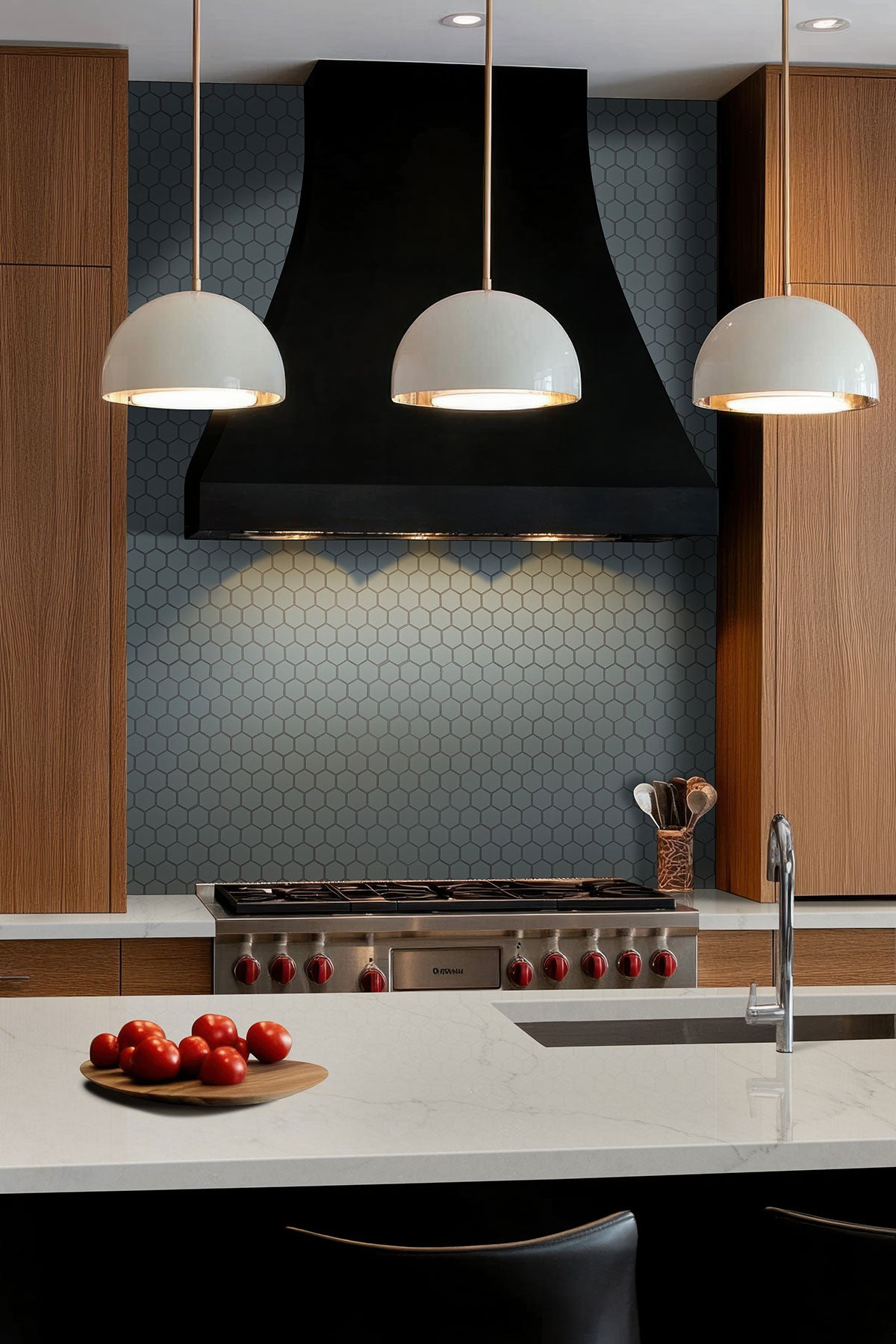 MSI Cielo Azul 1.5" Hexagon Glossy Porcelain mosaic (SMOT-PT-CIEAZU-1.5HEXG) – MSI room scene (kitchen)