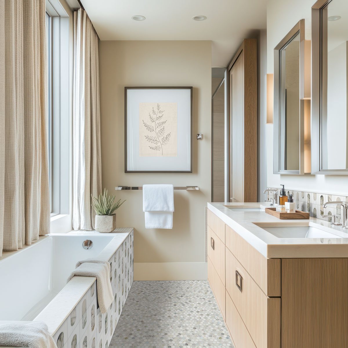 MSI Cloudland Round Pattern Polished Marble mosaic (SMOT-CLOUDL-ROUP) – MSI room scene (bathroom)