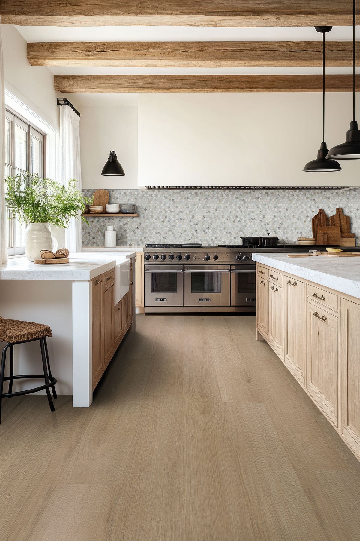 MSI Cloudland Round Pattern Polished Marble mosaic (SMOT-CLOUDL-ROUP) – MSI room scene (kitchen)