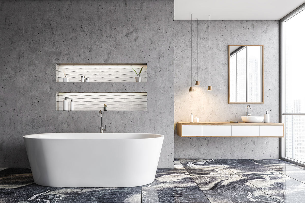 MSI Convex Calc 2 x 10 Glossy Ceramic tile (NWGCONCAL2X10G-N) – MSI room scene (bathroom)