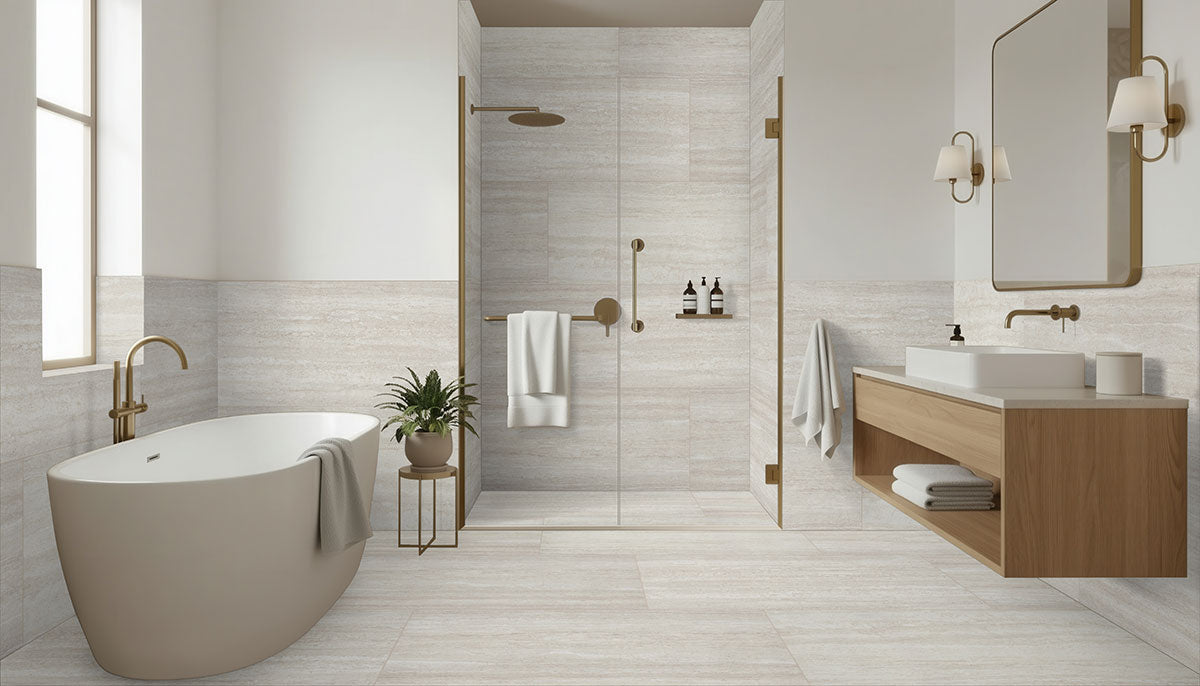 MSI Lablanca 24 x 48 Matte Porcelain tile (NCORLABLA2448-3DR11) – MSI room scene (bathroom)