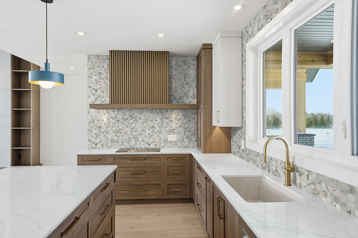 MSI Coronado 2" Hexagon Honed Marble mosaic (SMOT-COR-2HEXH) – MSI room scene (kitchen)