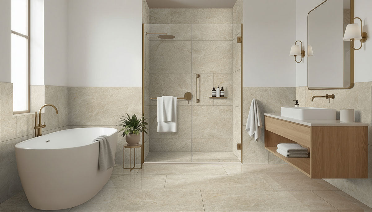 MSI Crystal Taj 24 x 48 Polished Porcelain tile (NCRYTAJ2448P) – MSI room scene (bathroom)