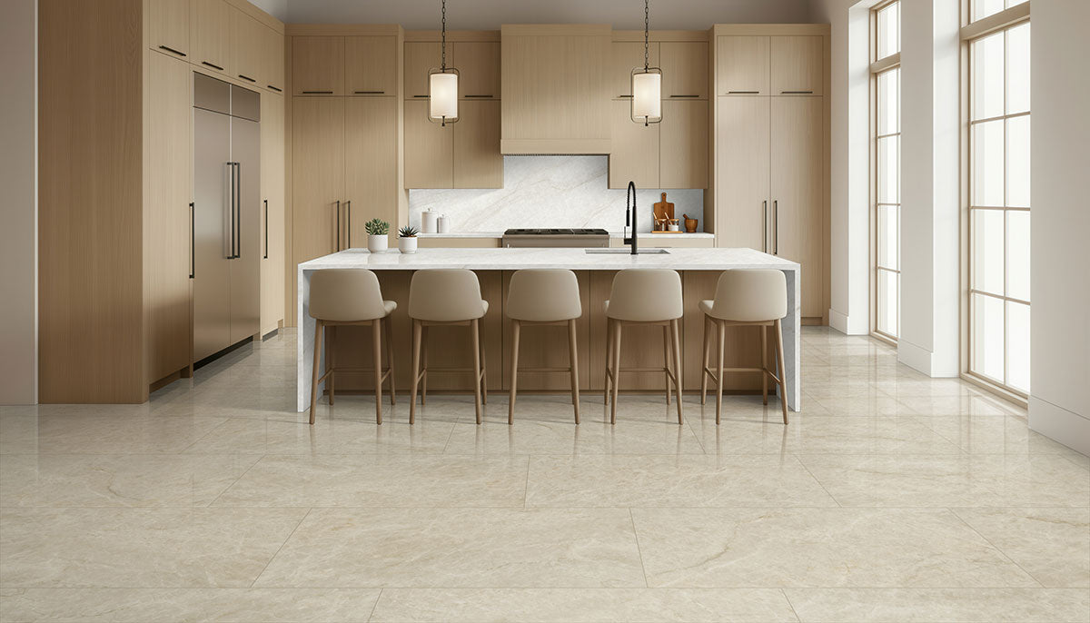 MSI Crystal Taj 24 x 48 Polished Porcelain tile (NCRYTAJ2448P) – MSI room scene (kitchen)