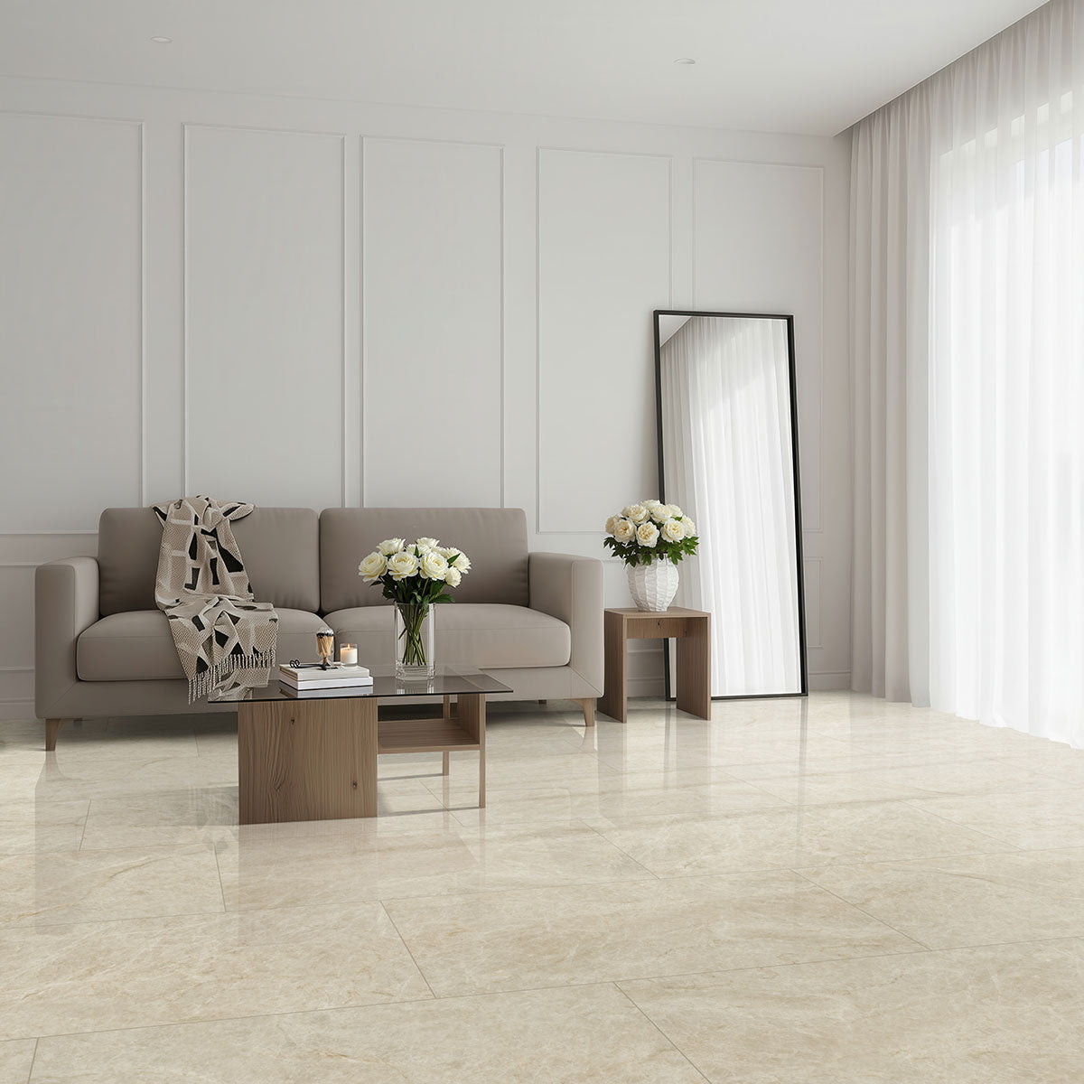 MSI Crystal Taj 24 x 48 Polished Porcelain tile (NCRYTAJ2448P) – MSI room scene (living room)