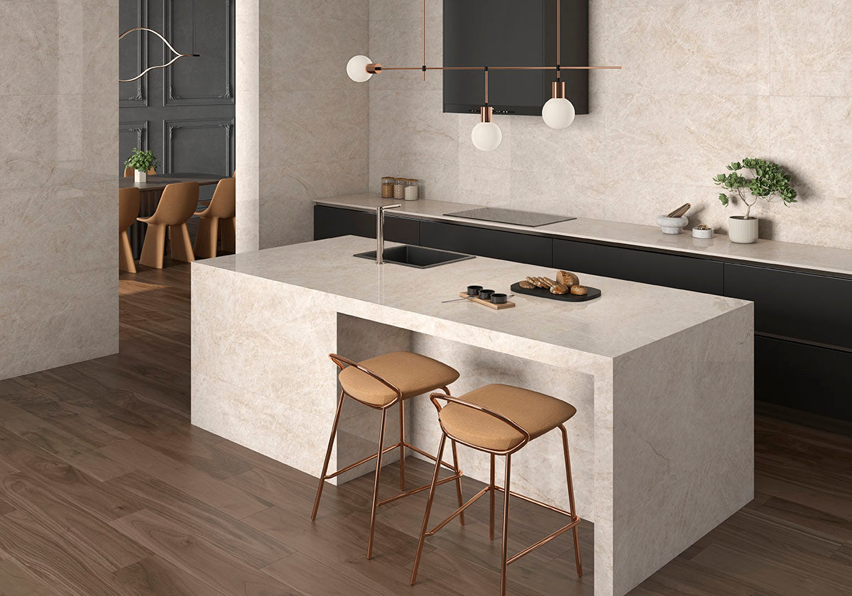 MSI Crystal Taj 24 x 48 Polished Porcelain tile (NCRYTAJ2448P) – MSI room scene (kitchen)