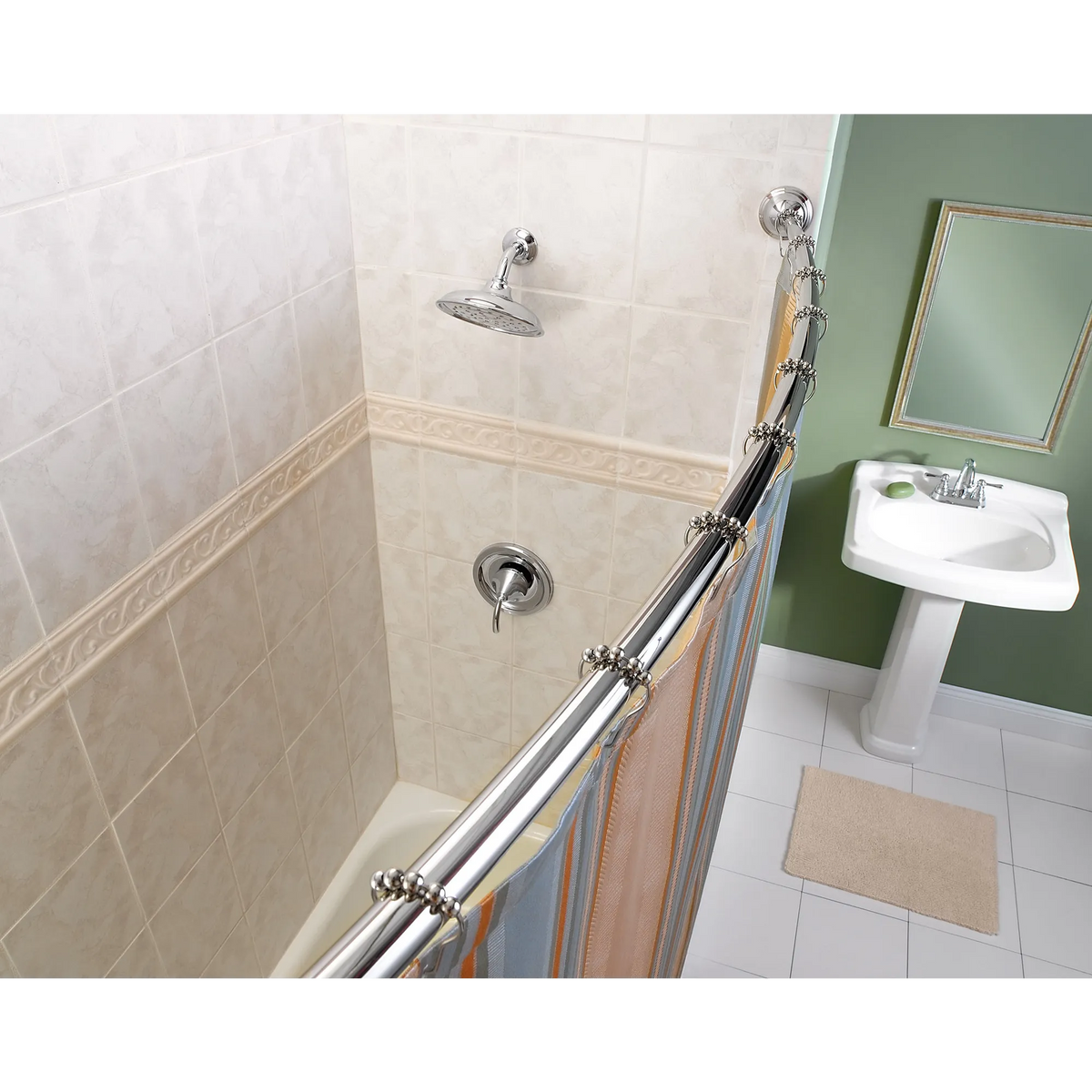 Moen Adjustable Curved Shower Rod CSR2160 in Brushed Gold (CSR2160BG) - view 2