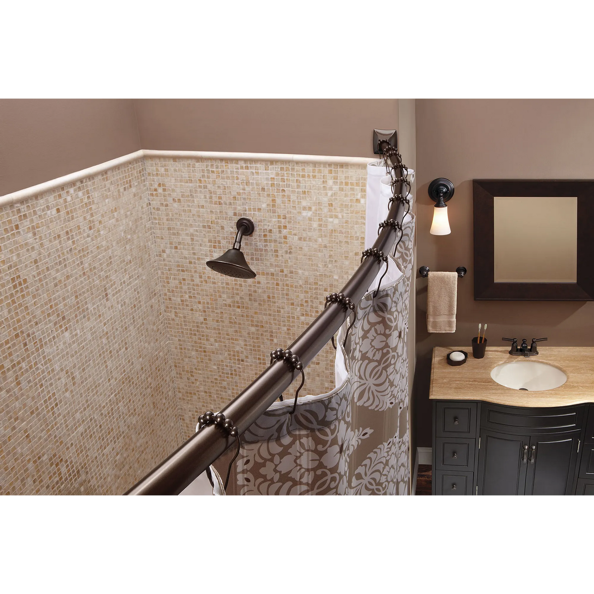 Moen Adjustable Curved Shower Rod CSR2164 in Brushed Gold (CSR2164BG) - view 2