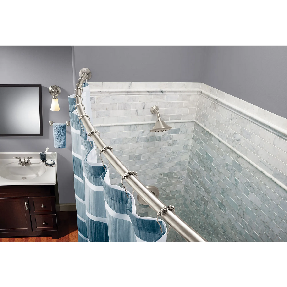 Moen Tension Curved Shower Rod CSR2172 in Brushed Nickel (CSR2172BN) - view 3