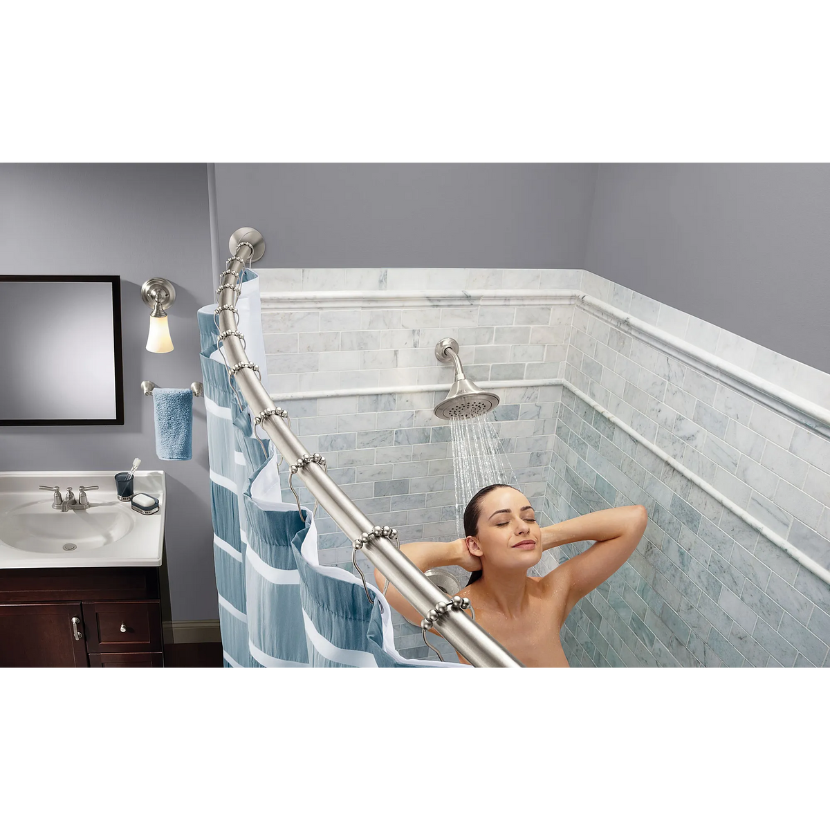 Moen Tension Curved Shower Rod CSR2172 in Brushed Nickel (CSR2172BN) - view 4