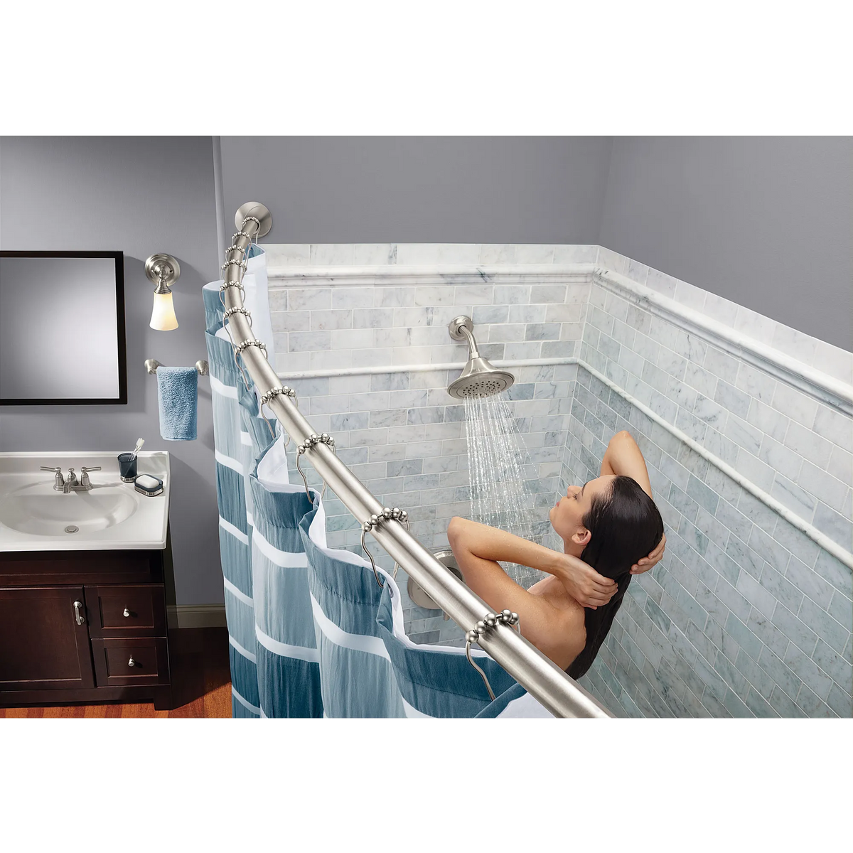 Moen Tension Curved Shower Rod CSR2172 in Brushed Nickel (CSR2172BN) - view 7