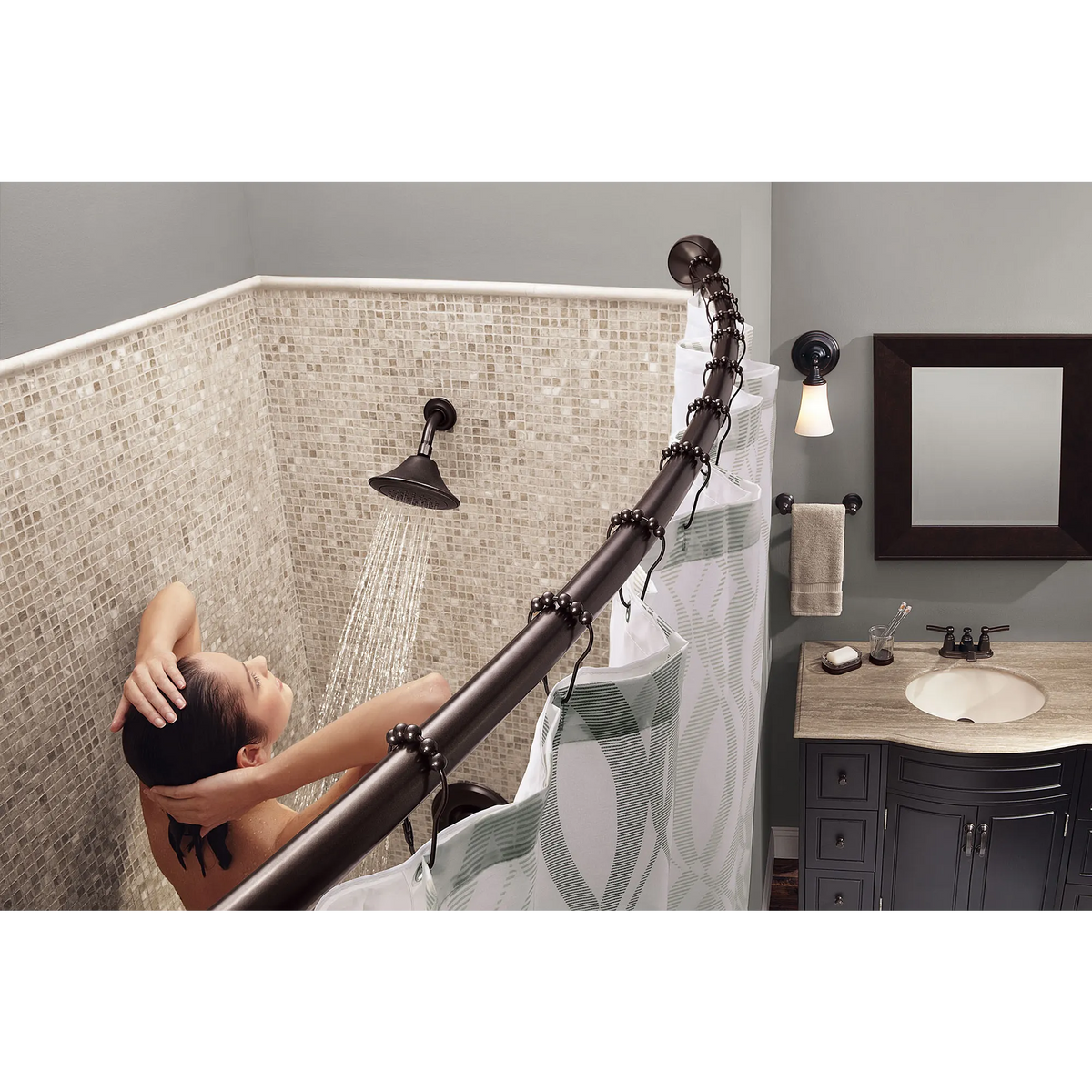 Moen Tension Curved Shower Rod CSR2172 in Old World Bronze (CSR2172OWB) - view 4