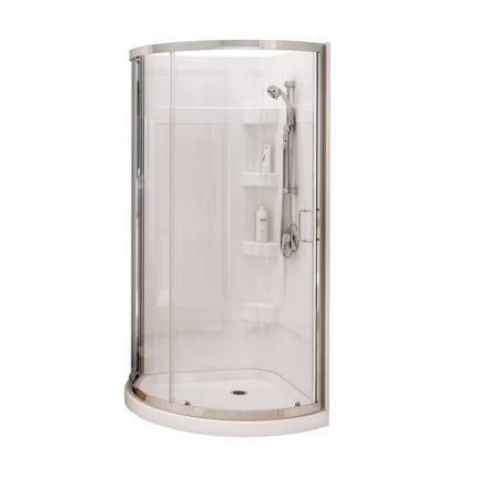 Maax Cyrene 34 x 34 Acrylic Center Drain Shower Kit in White with Clear glass in Chrome 300001-000-001-102 - Plumbing Market