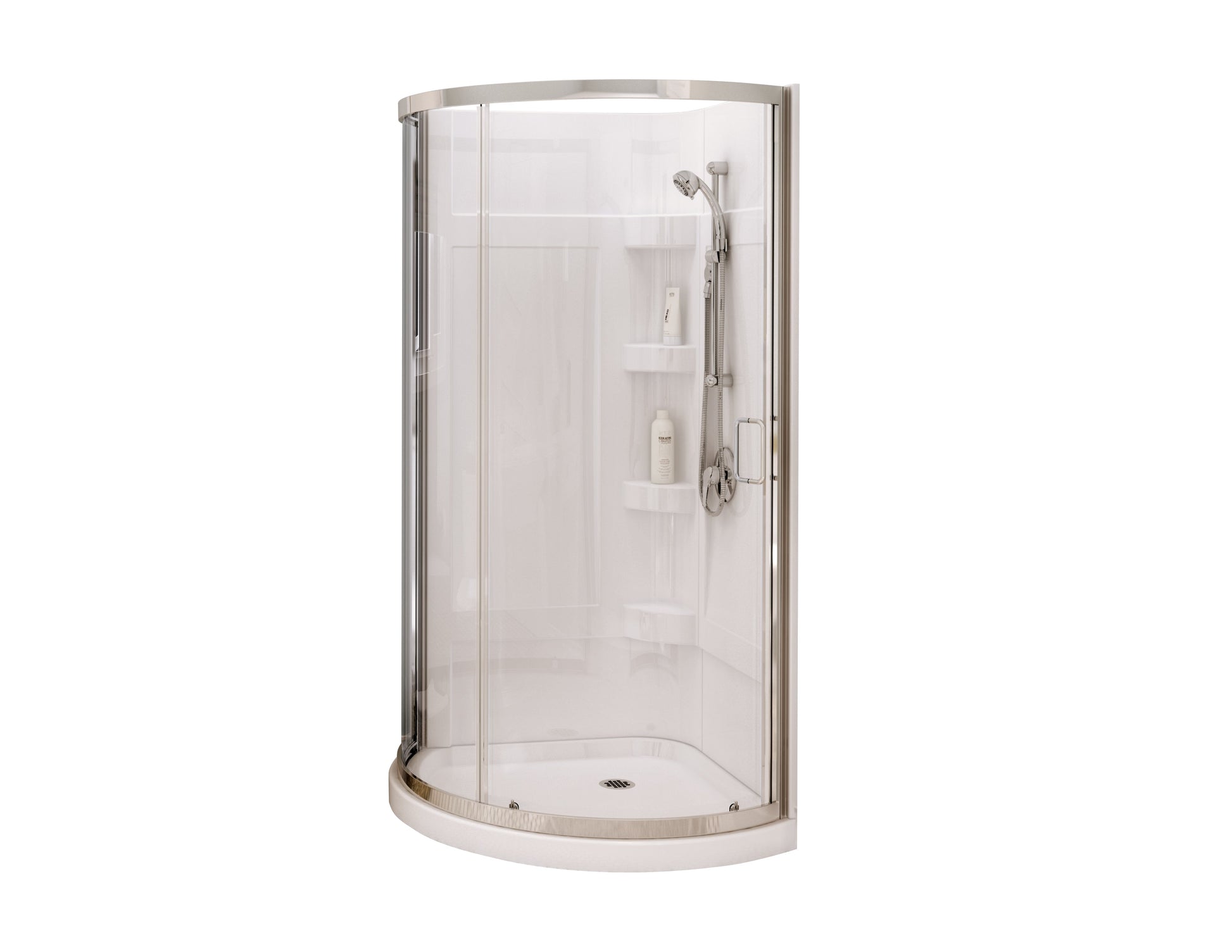 Maax Iris II 34 x 34 Acrylic Center Drain Shower Kit in White with Clear glass in Chrome 300002-000-001-102 - Plumbing Market