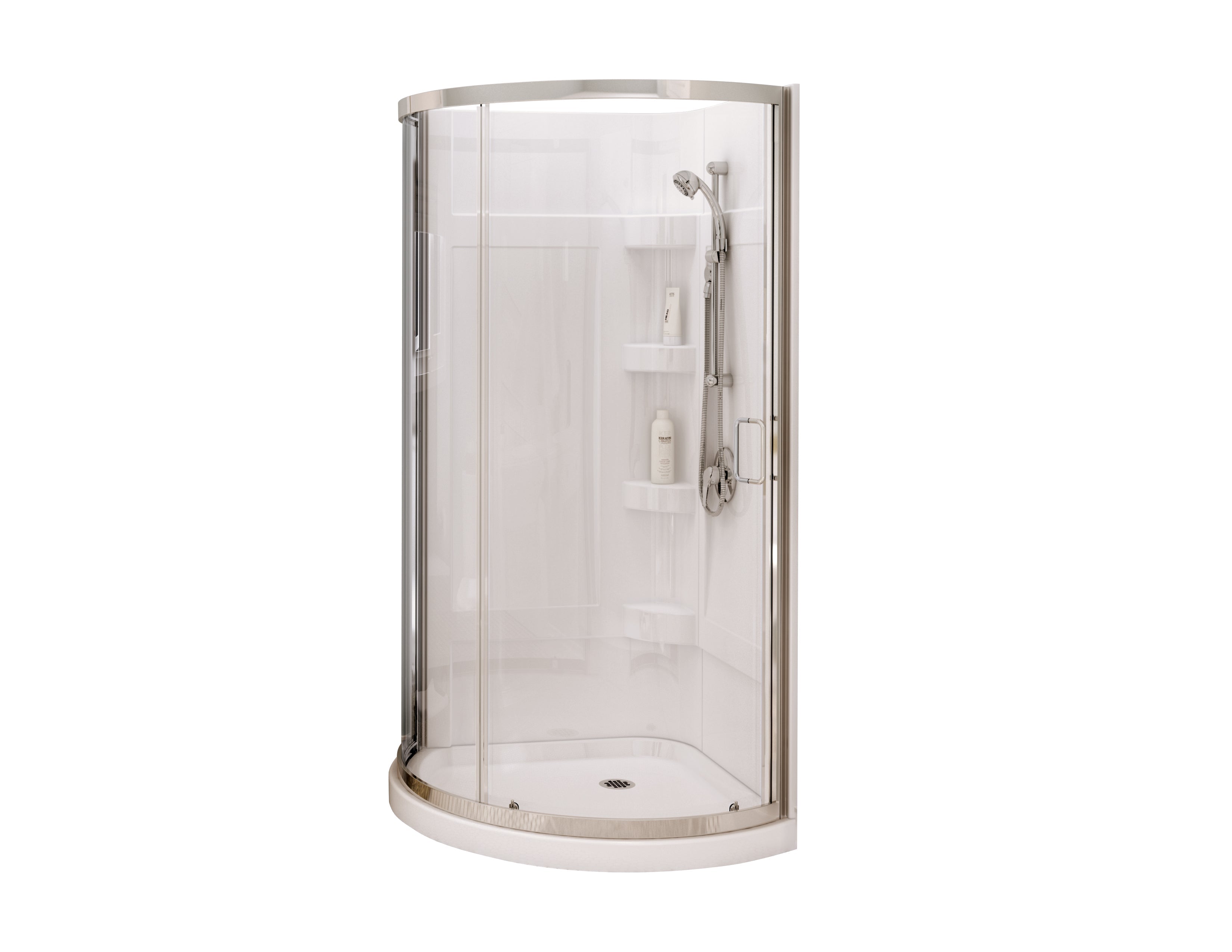 Maax Iris II 34 x 34 Acrylic Center Drain Shower Kit in White with Clear glass in Chrome 300002-000-001-102 - Plumbing Market