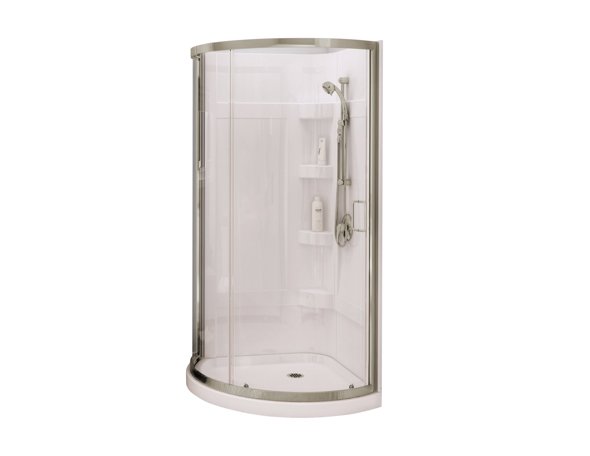 Maax Cyrene 34 x 34 Acrylic Center Drain Shower Kit in White with Clear glass in Brushed Nickel 300001-000-001-106 - Plumbing Market
