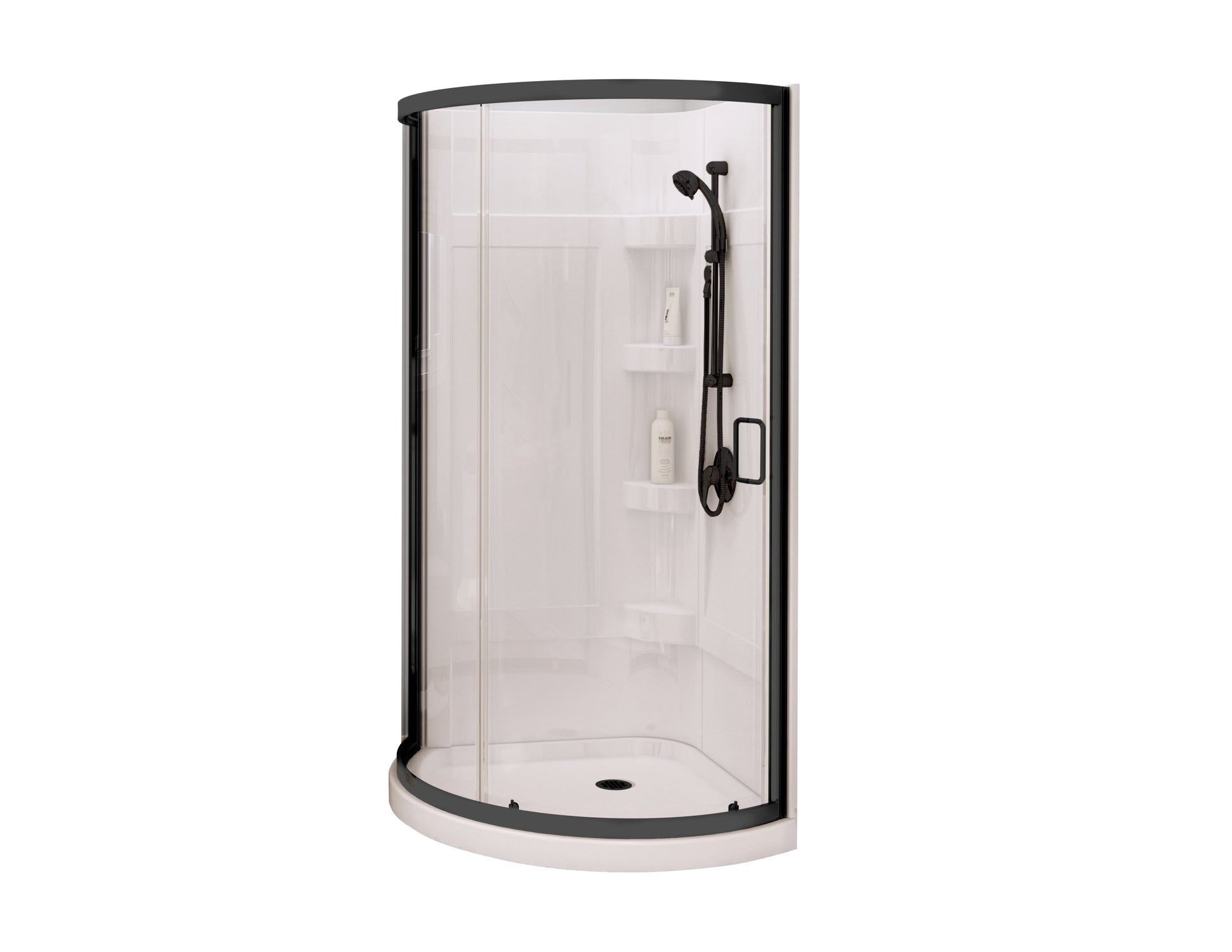 Maax Cyrene 34 x 34 Acrylic Center Drain Shower Kit in White with Clear glass in Matte Black 300001-000-001-105 - Plumbing Market