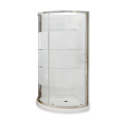 Maax Cyrene 34 x 34 Acrylic Center Drain Shower Kit in White with 3 Stripes glass in Chrome 300001-000-001-103 - Plumbing Market