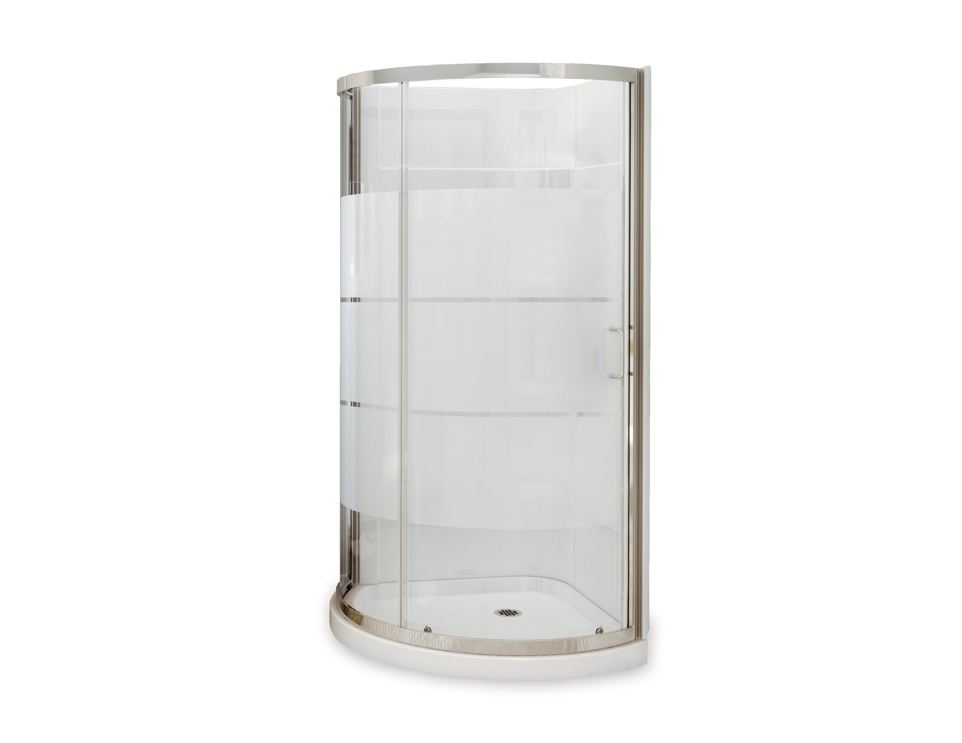 Maax Cyrene 34 x 34 Acrylic Center Drain Shower Kit in White with 3 Stripes glass in Chrome 300001-000-001-103 - Plumbing Market