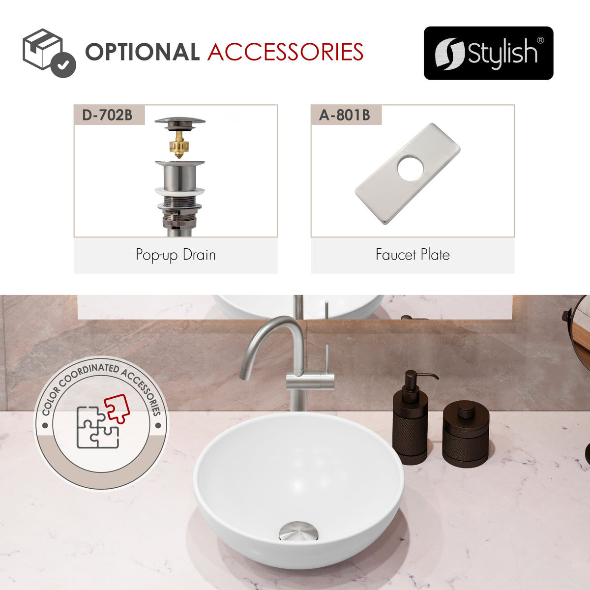 Stylish Cielo Bathroom Faucet Single Handle Stainless Steel B-124S