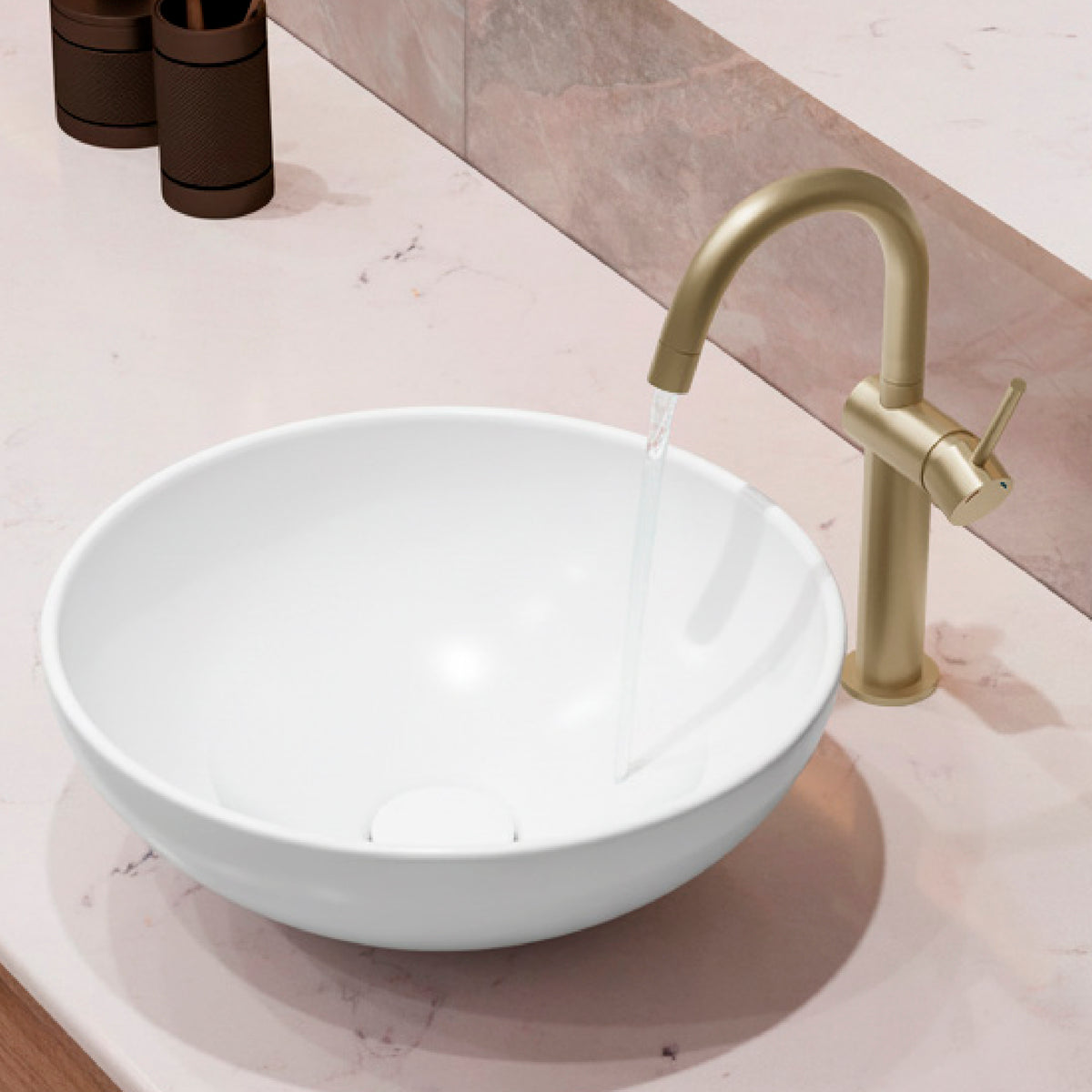 Stylish Cielo Bathroom Faucet Single Handle Brushed Gold B-124G